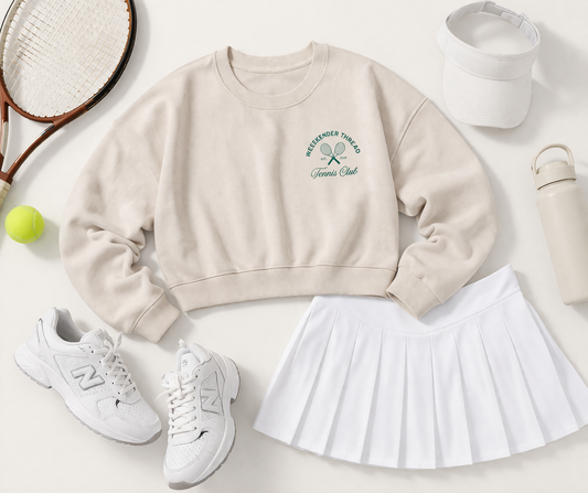Tennis Club- Cropped Crewneck Sweatshirt for Women