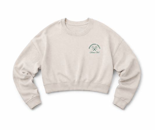 Tennis Club- Cropped Crewneck Sweatshirt for Women